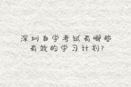 深圳自學考試有哪些有效的學習計劃?